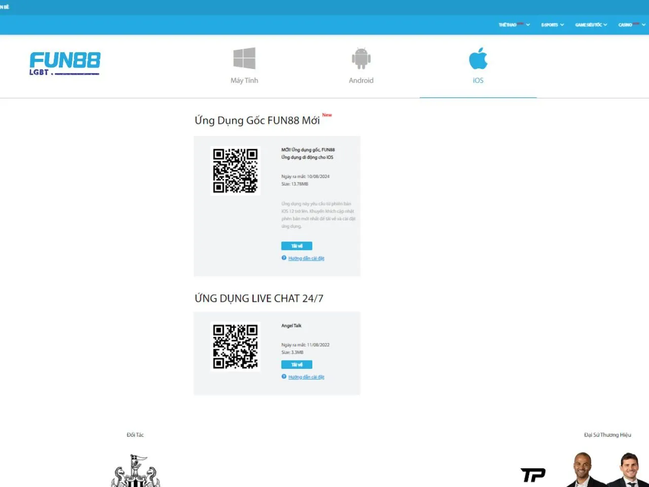 Mã tải app Fun88 trên điện thoai IOS
